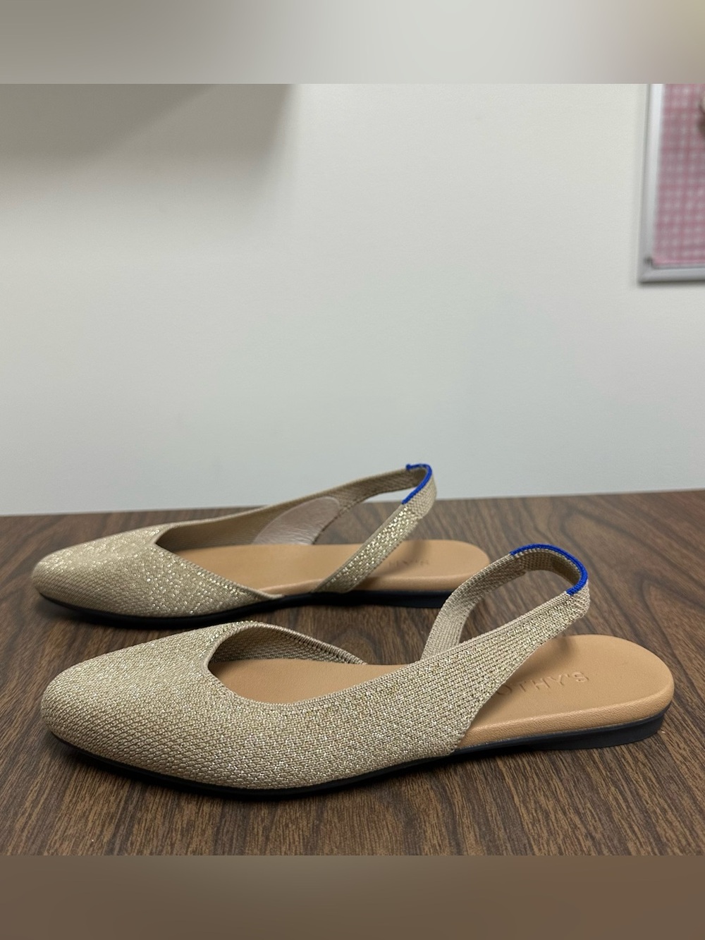 ROTHY'S The Almond Slingback Metallic Prosecco Beige Flats Women's Size 6.5 - Picture 8 of 15
